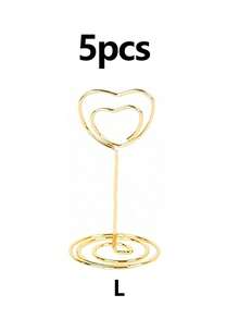 1/5/10/20pcs Gold Table Number Card Holders, Heart-Shaped Table Card Photo Holders, Table Card Stands Menu Clips, Green Watercolor Style Table Cards, Suitable For Weddings, Parties, Seat Arrangements, Valentine's Day, Birthdays, Halloween, Back To School - Metal Heart Clip - View 13