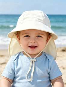 1 pieza Sombrero tipo capa de protección solar con estampado de oso de dibujos animados para bebé/niño pequeño, sombrero de cubo unisex para playa, adecuado para primavera, verano, otoño - 1PC - Ver 17