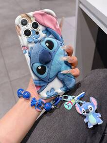 Disney Has Authorized, Phone Case - Chain Set, The Stitch Lilo & Stitch 3D Phone Case Plus A Silicone 3D Stitch Bracelet With Metallic Ring Removable Bracelet, Stitch And Angel Pattern, Compatible With Iphone17/16/15/14/13/12/11/XS/XR/X Plus Pro Max, A Stylish Cartoon Phone Case, The Perfect Gift Choice, Phone Protection, Durable Phone Cover, Great Gift For Friends And Family. - 白色 - 查看 1