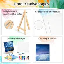 8Pack Painting Supplies Kit For Adults, 8 * 10In Canvas Boards With Easel Stand, Acrylic Paint Set, Artist Paint Brushes Set, Paint Trays, Sip And Paint Kit - set - View 3