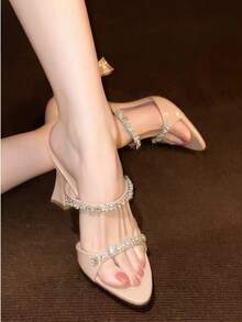 2026 New Pointed Toe High Heel Sandals, French Style Elegant High-End Comfortable Nude Color,Summer Shoes - Apricot - View 2