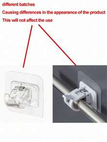 4Pcs No-Drill Self-Adhesive Adjustable Curtain Rod Brackets, Nail-Free Curtain Rod Holders Wall Hooks, Space Saving Multipurpose Hanger Rack For Bathroom Kitchen Bedroom Hotel, Towels Keys Clothes Storage Organizer Shelf - Multiple Styles - View 12
