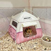 1 buah Tenda Hewan Peliharaan Kecil Berwarna-warni, Cocok untuk Hamster, Sugar Glider, dan Burung Beo, Habitat Persembunyian yang Bernapas, Tempat Persembunyian dan Sarang yang Nyaman di Dalam Kandang - Satu-Ukuran - View 3
