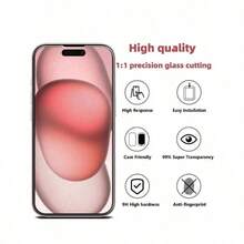 2片装9H硬度屏幕保护膜，兼容 17/16/15/14/13/12/11/8/7/6/XR/XS Max Pro Max Plus Mini，防刮花、防碎裂、防摔，日常、办公、居家必备手机配件，防水、防震、防指纹 - 無色 - 查看 4