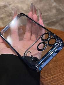1个奢华亮片电镀PC支架透明手机壳，兼容 17 Pro Max 17 Pro 17 16 15 14 13 12 11 Pro Max，防震硬质后盖 - 深藍 - 查看 3