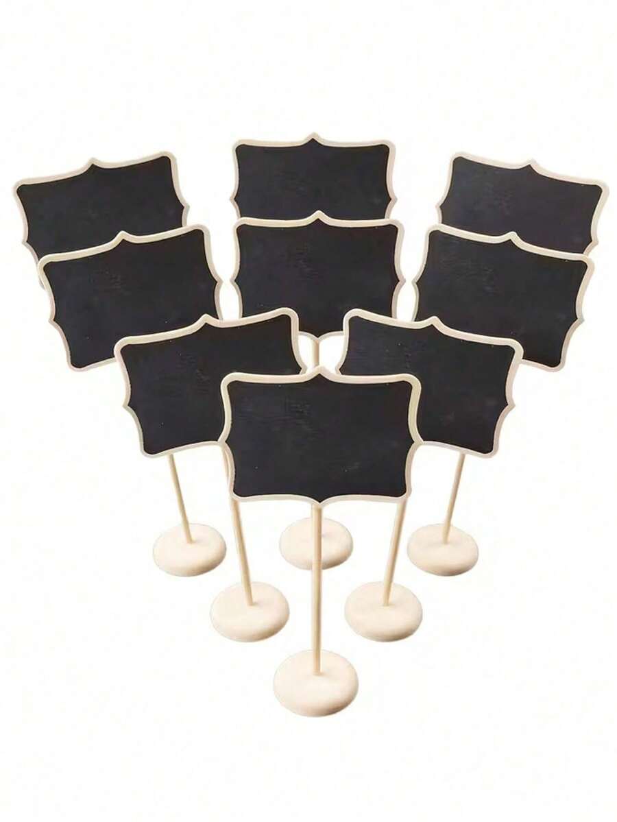 6pcs Desktop Chalkboard Labels - Vintage-Style Erasable Mini Chalkboards With Stands. Ideal Decorative Tags For Holiday Parties, Home Bars, Cakes, And Floral Arrangements. Perfect For Use At Birthday Parties, Graduation Parties, Themed Events, Anniversaries, Wedding Ceremonies, Housewarming Parties, Bridal Showers, And More. - Multicolor - View 1