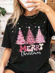 Women's Short Sleeve Basic T-Shirt Casual Creative Capybara Graphic Print Elegant T-Shirt - 黑色 7 - 查看 8
