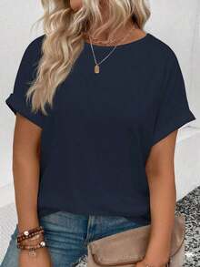Camiseta de talla grande para mujer, de primavera/verano, casual, con cuello redondo, manga corta, puños y estampado de corazones en degradado..Estilo Y2K, estilo a la moda, lo más nuevo de 2026, estilo lindo, estilo casual.180g (Tallas S-XXXL) - Azul - Ver 1