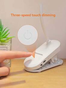 1pc LED Multi-Function 3-Color Desk Lamp, Plug-In/Rechargeable (800mAh Battery) Options, USB Clip-On Eye-Care Study Night Light, 360° Rotatable Reading Lamp, Suitable For Student Dorm, Bedroom, Classroom, Living Room, Bedside, Portable Desk Lamp - Clip-on Round Table Lamp - View 8