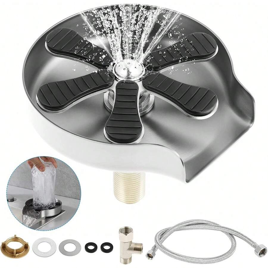 Einbau-Glasspüler Aus Edelstahl in Pistolengrau – Automatischer Becher- Und Flaschenreiniger Für Die Küchenspüle, Ideal Für Gläser Und Tassen, Schnelle Und Hygienische Spülung, Passend Für Küche, Bar Und Hausbar, Perfekt Für Bierliebhaber, Barkeeper, Familien Mit Kleinkindern Und Alle, Die Sauberes Trinkgeschirr in Sekunden Wünschen. - A - Übersicht 1