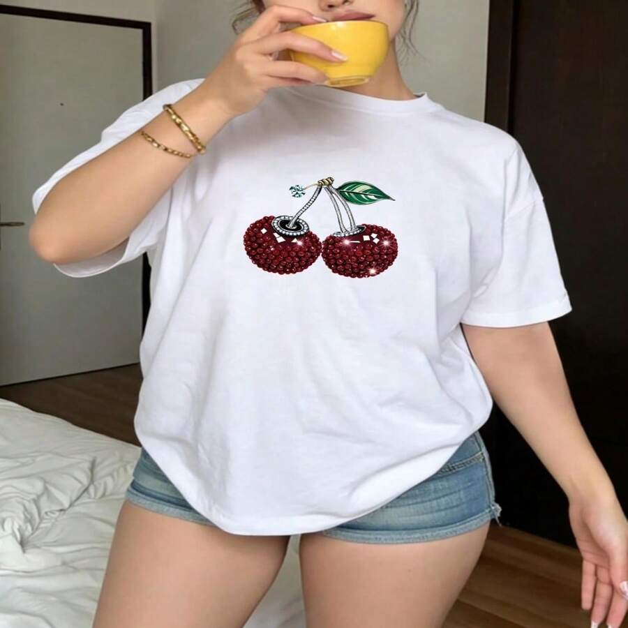 Mujer 01. Camiseta de manga corta para mujer de corte holgado, modelo nuevo de 2026 y de alta calidad, confeccionada con un tejido cómodo y disponible en varios colores; ideal tanto para el día a día como para hacer deporte.61 - Blanco - Ver 1