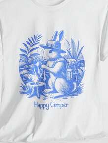 Happy C1Amper T1S1Hirt R Rabbit Graphic, Hiking C1Amping - Blanco - Ver 2