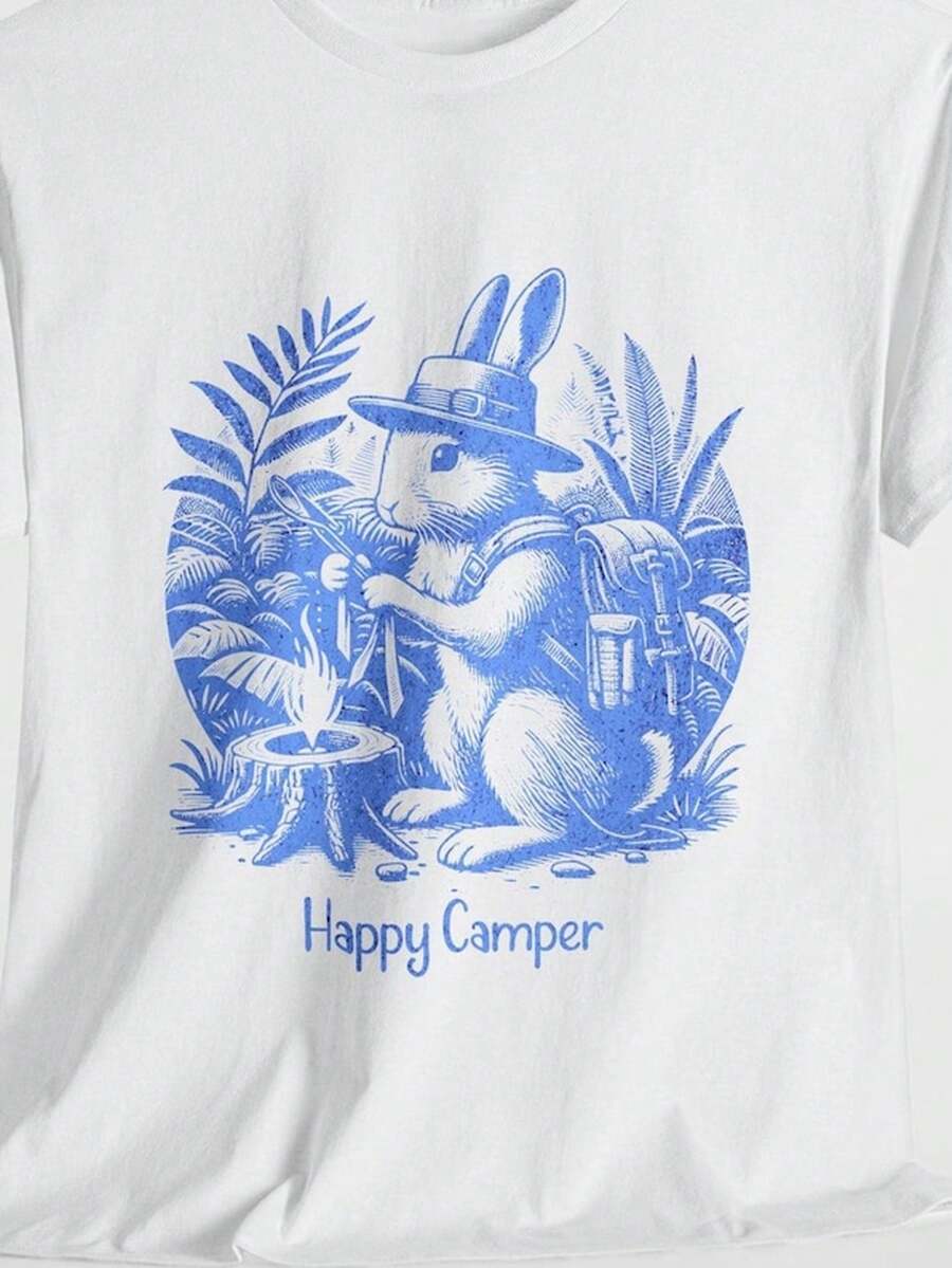Happy C1Amper T1S1Hirt R Rabbit Graphic, Hiking C1Amping