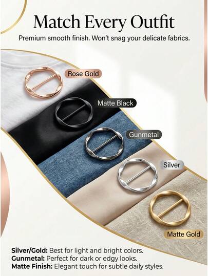 5pcs Multi-Functional Alloy Buckles - Versatile, Combinable, Adjustable Length, Tie-Able, Suitable For Belts, Waistbands And Shirts, Casual Style