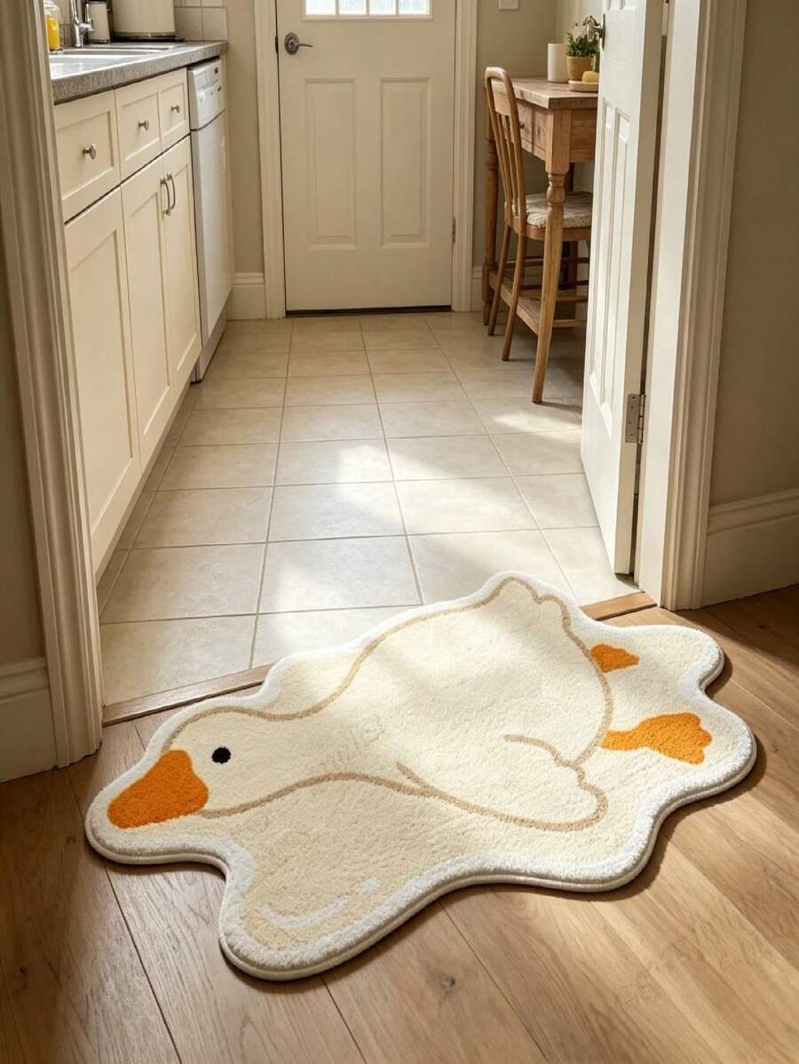 1pc Cute Duck Rug, Faux Cashmere Carpet, Soft And Fluffy, Room Decor, Home Supplies, Doormat, Living Room Rug, Kitchen Mat, Home Decor, Bedroom Decor, Bathroom Decor, Easy To Clean
