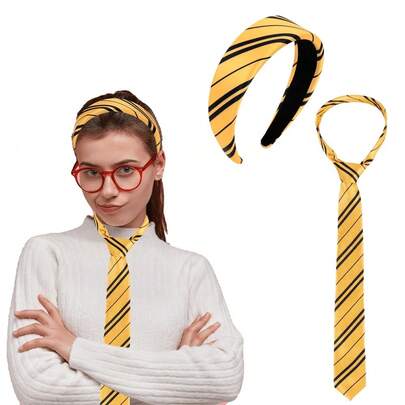 Bộ trang phục học sinh 2 món, bao gồm nơ và băng đô điều chỉnh được, thích hợp cho các lễ hội, tiệc sinh nhật, hóa trang.