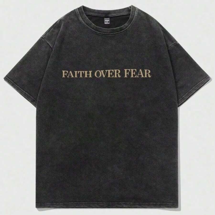 1 pieza Camiseta de manga corta de cuello redondo oversize unisex desgastada y lavada, 100% algodón pesado de 220g, diseñada por artistas Y2K estilo americano vintage, estampado gráfico de nombres de ciudades, ideal para uso diario, conciertos y festivales - Negro - Ver 1
