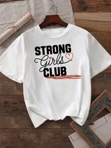 Camiseta de manga corta Teediy para mujer, modelo Strong S Club Empowerment - 180g, color beige claro con letras negras, eslogan de empoderamiento S y diseño de unidad femenina, ropa casual de primavera/verano, conjuntos para grupos S, lavable a máquina, estampado geométrico, corte relajado, tela sedosa con doble pulido, conjuntos a juego para hermanos, sin transparencias, lista para usar, camiseta con mensaje motivacional. - Blanco - Ver 7