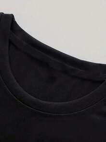 Premium Black Crew Neck T-Shirt With Airplane Evolution Print, Suitable For Casual And Sport Wear, All-Season Short Sleeve T-Shirt, Slightly Stretchy Knit Fabric, Regular Fit, Perfect For Everyday And Weekend Wear. - 黑色 - 查看 4