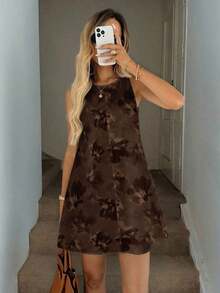 Vestido casual de mujer de línea A sin mangas a rayas con bolsillos acolchados, conjunto elegante de vacaciones, estilo retro lujoso - Multicolor 5 - Ver 3