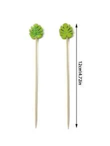 10/20/50/100入 混裝雛菊與熱帶海龜竹葉前菜/三明治/水果叉，雛菊與龜背葉裝飾水果串，雞尾酒叉，適用於派對甜點沙拉、生日、婚禮、夜店、水果、杯子蛋糕、漢堡、燒烤零食 - 彩色 - 查看 9