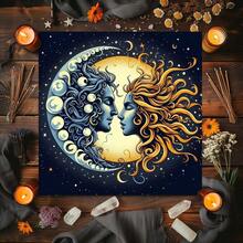 1 chiếc khăn trải bàn bói bài Tarot họa tiết huyền bí, mặt trăng tím, rắn, hoa, khăn trang trí bàn thờ, phù thủy, chiêm tinh học, bộ bài tiên tri, quà tặng. - Nhiều màu - Xem 2