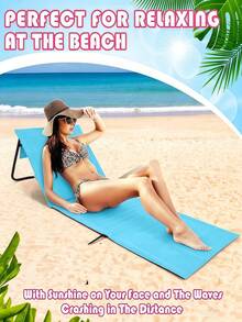 1pc 8-Color Foldable Beach Lounge Chair, Lightweight Portable Design, 5-Level Adjustable Backrest, Versatile For Lying Or Sitting, Spacious & Comfortable When Unfolded, Compact Storage, Easily Fits In Backpack, Ideal For Beach Relaxation, Camping, Picnics - Multicolor - View 3
