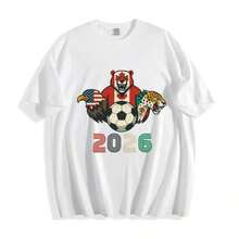 1 pieza [100% Algodón] Camiseta HIPTEE de la marca genérica para el Día del Partido de la Copa Mundial de Fútbol 2026, camiseta con gráfico de trofeo de campeón, camiseta casual de algodón de manga corta para hombres y mujeres, ideal para aficionados al fútbol, ropa para el día del partido, regalos para partidos de fútbol - Ropa diaria unisex para hombres y mujeres, 180g 100% algodón, los patrones están impresos. Unisexo. - Negro - Ver 8