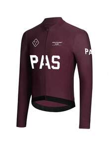 PAS CYCLING Áo đạp xe unisex (kiểu dáng ôm sát), thoáng khí, nhanh khô, cổ đứng, tay dài, phù hợp cho xe đạp leo núi và xe đạp đường trường, thiết kế chống tia UV với 3 túi và 1 túi khóa kéo, áo đạp xe tay dài in chữ PAS với hiệu suất và sự thoải mái tuyệt vời khi chơi thể thao. - Đỏ - Xem 5