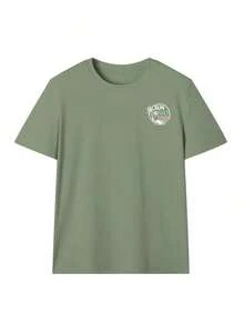 Nueva Camiseta de Verano para Mujer con Estampado de Letras y Hojas de Arce al Atardecer, Cuello Redondo, Manga Corta, Color Gris, Moderna y Versátil, Adecuada para Uso Diario Casual Femenino - Verde hierba - Ver 3