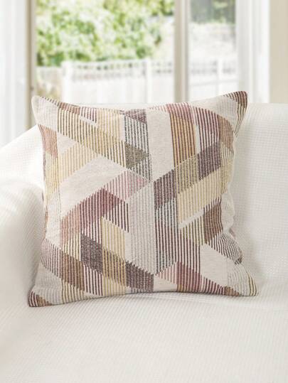 1pc Jacquard Geometric Pattern Throw Pillow Cover, Modern Polyester Square Cushion Cover, Soft And Comfortable For Living Room Home Decor