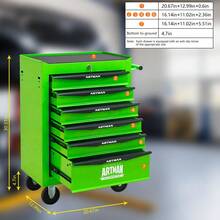 Rolling Metal Tool Chest With 6 Drawers 20" 6-Drawer Tool Chest Cabinet With Ball Bearing Drawer Slides Steel Tool Storage Box Organizer -GREEN - Green + Steel1 - View 6
