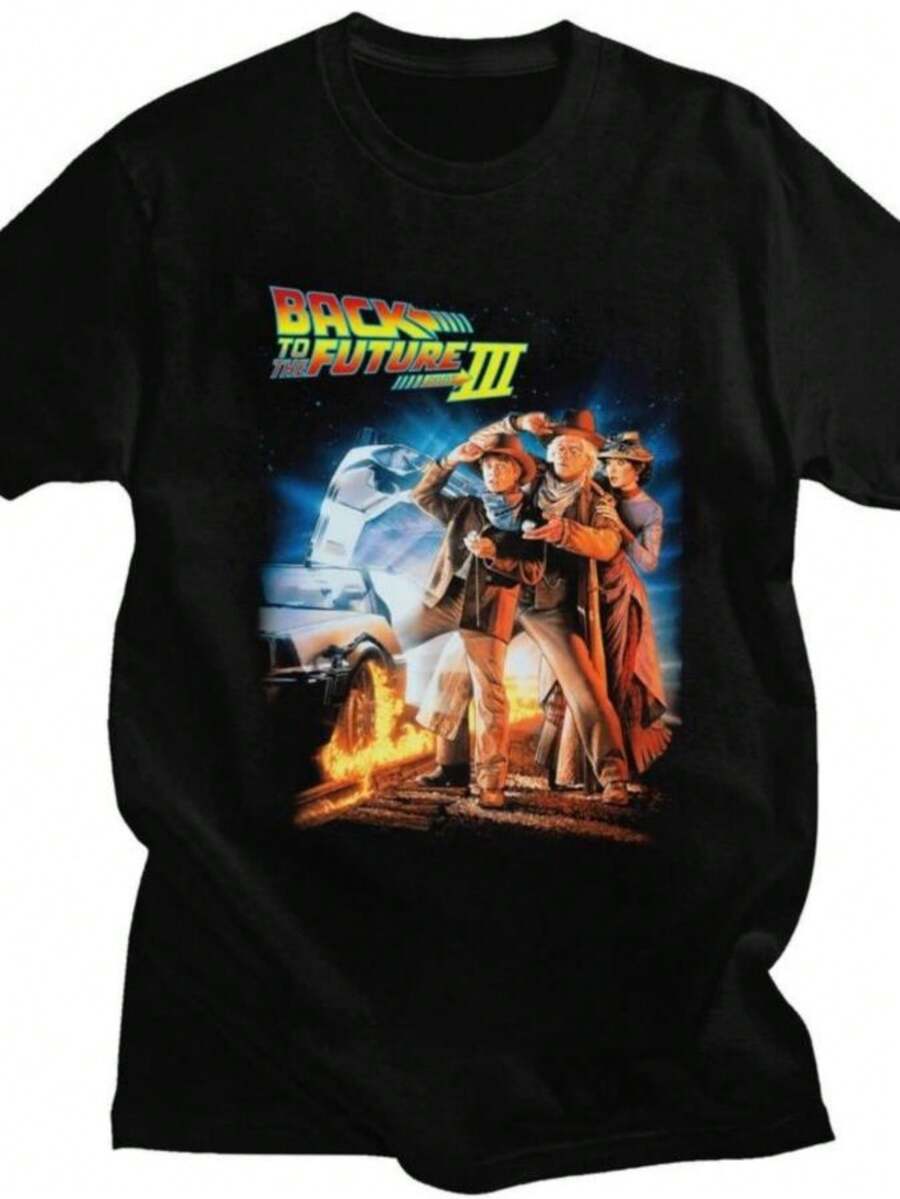 Women's T-Shirts Custom Back To The Future Tshirt For Men Women Short Sleeves Leisure T-Shirt Slim Fit 100 Cotton Tee Gift Idea - 黑色 - 查看 1