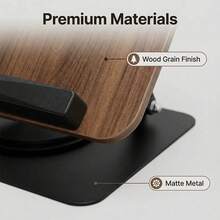Luminpool Wooden Book Stand For Reading, Adjustable Book Holder With 360° Rotating Base & Elastic Page Clips, Foldable Book Display Stand - A - View 6