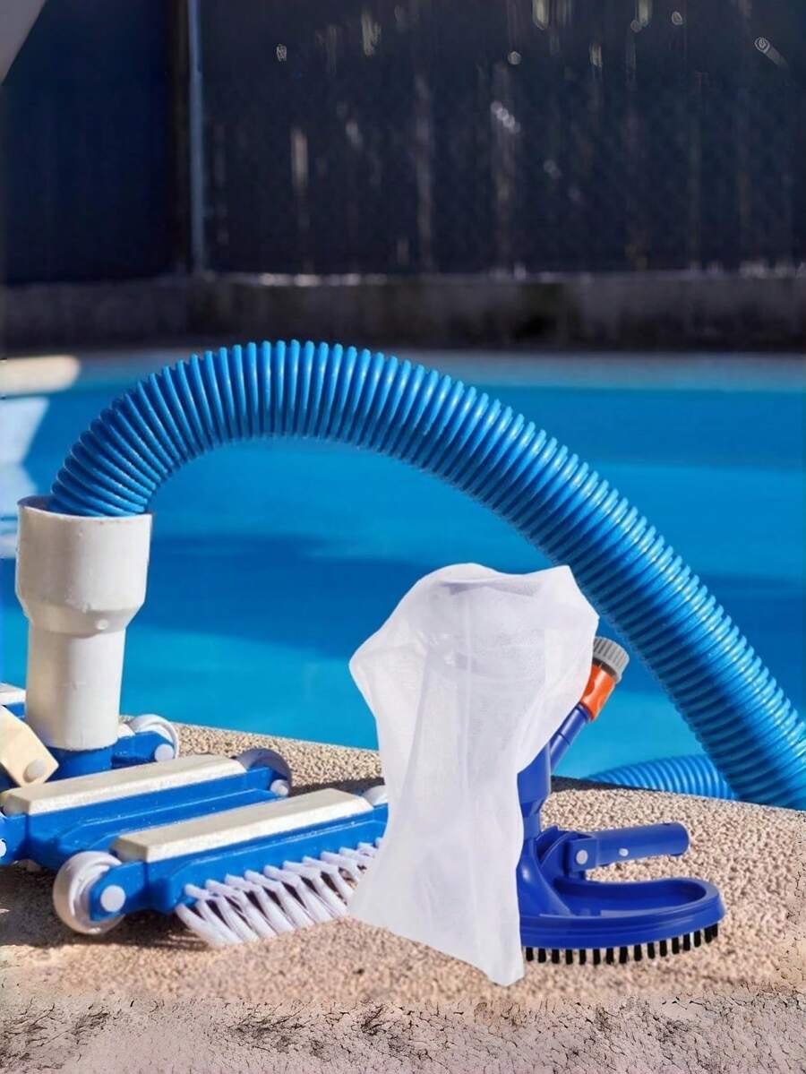 1 pezzo - Strumento per la pulizia della piscina senza elettricità: utilizza la pressione del tubo da giardino per la pulizia (può essere utilizzato con un'asta telescopica per assistere lo strumento di pulizia). - Spazzola per la pulizia della piscina - Visualizzare 1