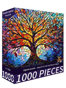 1盒1000片拼图 - 水彩花卉，尺寸70厘米 x 50厘米，油画风景，成人减压，装饰艺术品，完美礼物（情人节礼物，生日礼物） - 彩色 - 查看 14