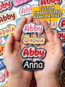 Custom Bubble Name Patch With Embroidered Name, Personalized Hook And Loop Label For Jackets & Bags, Customized Aesthetic Letter Badge, Customizable Cute Cloud Style Decor, Daily Wear Accessory, Kawaii Fashion Accent, Birthday Gift - Style B - View 1