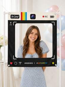 1 pieza Marco de fotos con forma de rebanada de sandía - Marco de selfie tropical de verano, soporte fotográfico plegable de poliéster para fiesta de piscina, barbacoa, fiesta de playa y luau - Accesorios para fotos de extraterrestres - Ver 13