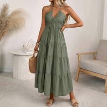 Women Maxi Dresses - Green - View 2