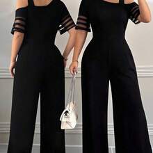 Elenzya Plus Size Women Casual Solid Color Minimalist Asymmetric Jumpsuit - Blanco - Ver 2