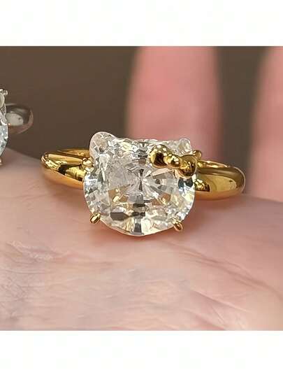 SANRIO 1 pieza Anillo de Hello Kitty lindo y brillante para mujer, diseño elegante y fascinante de alta gama