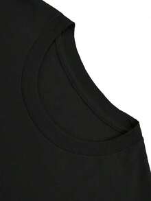 1 pieza [Minimalista] Camiseta inspiradora para mujer con la frase 'Gloria a Dios' - Suave, cuello redondo, manga corta, lavable a máquina - Negra con letras doradas, estilo casual, diseño motivacional basado en la fe, estilo de fuente moderno, camisetas lisas para damas, 180g 100% algodón, los diseños están impresos. Unisexo. - Negro - Ver 3