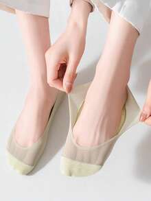 chuanwa（2） 1/5/10 Pasang Kaos Kaki Wanita Musim Panas Berenda Jala Sangat Tipis Bernapas Anti Selip Lembut Nyaman Tak Terlihat Kaos Kaki Pendek - MultiWarna - View 6
