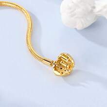 1Pc 18K Gold Plated Star Heart Snake Chain Bracelet Charms Minimalist Stackable Style For Women Perfect Giftable For Everyday Wear Layering - Gold - View 4