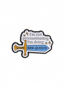 1pc "I'm Doing SIDE-QUESTS" Enamel Brooch, Creative Sword Game Text Badge, Fashion Accessory, Unisex Design, Gift For Friends - Multicolor - View 10