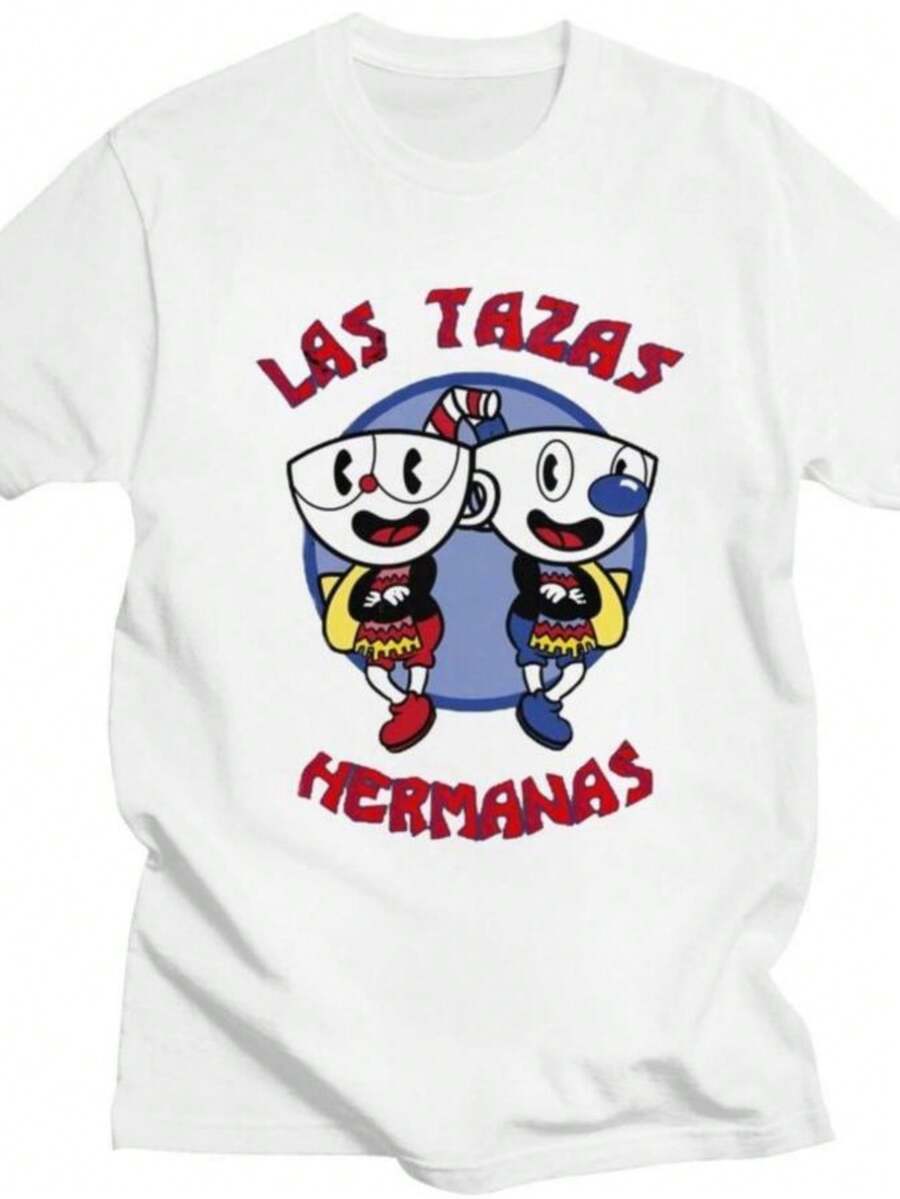 Women's Shirts 2026 Custom Las Tazas Hermanas Cupheads T Shirt For Men Women Pure Cotton Tshirt Leisure Tees Short Sleeve Cartoon Game T-Shirt Slim Fit - 白色 - 查看 1