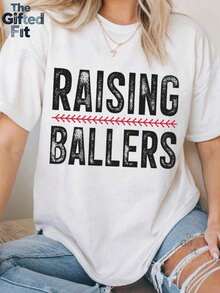 1 Piece: Baseball Mom T-Shirt - Designed To Cultivate Little Baseball Enthusiasts - Fun, Soft, Casual Fit, Machine Washable, Perfect For Spring/Summer Birthday Gifts, Urban Style, Stretchy And Comfortable, Mother's Day Gift 2026. New Model Of Summer Clothing For Women, Concert Outfit, Country Concert Clothes, 180g, 100% Soft Cotton. - 白色 - 查看 1