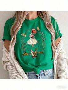 Magic Kingdom Haunted Mansion Halloween T-Shirt - Floral Design Of A Walker On A Tightrope, Casual White Short-Sleeve Crew Neck T-Shirt, Suitable For Family Matching, Machine Washable, For St. Patrick's Day, Puerto Rico, St. Patrick's Day Outfit. Slim-Fit Cotton T-Shirt For St. Patrick's Day, Puerto Rico, St. Patrick's Day Outfit. Slim-Fit Cotton T-Shirt, Juneteenth 1865, Patriotic T-Shirt With American Flag Print, World Cup Match Day, Cool Summer Graphic Tee, Soft And Breathable Fabric, Comfortable All Day Long. For Summer - 綠色 - 查看 1