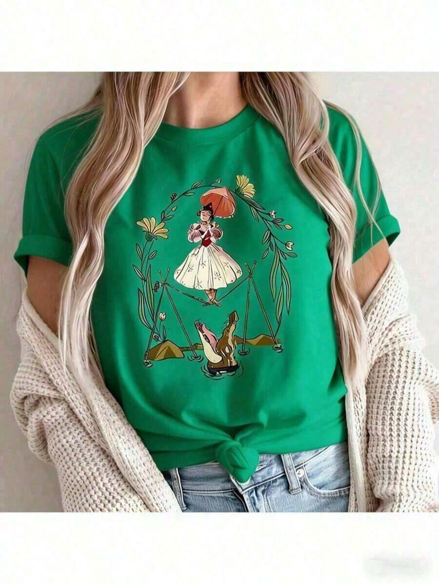 Magic Kingdom Haunted Mansion Halloween T-Shirt - Floral Design Of A Walker On A Tightrope, Casual White Short-Sleeve Crew Neck T-Shirt, Suitable For Family Matching, Machine Washable, For St. Patrick's Day, Puerto Rico, St. Patrick's Day Outfit. Slim-Fit Cotton T-Shirt For St. Patrick's Day, Puerto Rico, St. Patrick's Day Outfit. Slim-Fit Cotton T-Shirt, Juneteenth 1865, Patriotic T-Shirt With American Flag Print, World Cup Match Day, Cool Summer Graphic Tee, Soft And Breathable Fabric, Comfortable All Day Long. For Summer - 綠色 - 查看 1