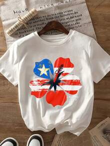 Black T-Shirt With Puerto Rican Style Floral Print - Pura, Unisex, 220 Grams, Comfortable Fabric, Casual Wear. - 杏色 - 查看 9